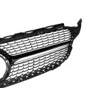 Black Front Diamond Grill Grille With camera For Mercedes Benz W205 C250 C300 C400 C43 AMG 2019+