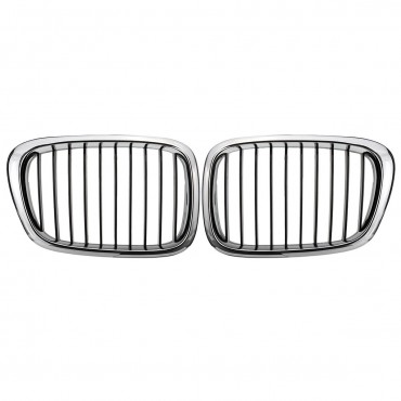 Chrome Black Front Grille Grill For BMW E39 5 Series 525 530 535 540 M5 1995-2004