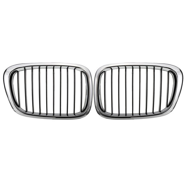 Chrome Black Front Grille Grill For BMW E39 5 Series 525 530 535 540 M5 1995-2004