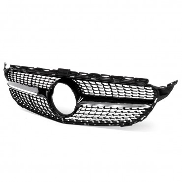 Diamond Black Front Grille Grill For Mercedes-Benz W205 C Class C200 C250 C300 15-18