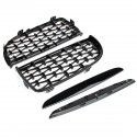 Front Bumper Hood Grille Eyelids Dual Slat Diamond Style Glossy Black For BMW 3 Series E90 E91 05-08