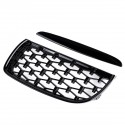 Front Bumper Hood Grille Eyelids Dual Slat Diamond Style Glossy Black For BMW 3 Series E90 E91 05-08