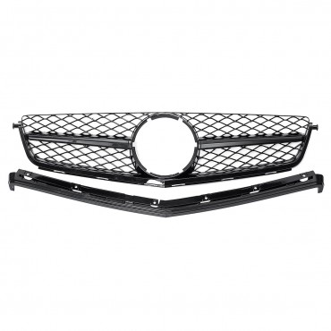 Front Grille Gloss Black / Sliver For Mercedes Benz C-Class C63 AMG W204 Sedan 2008-2011