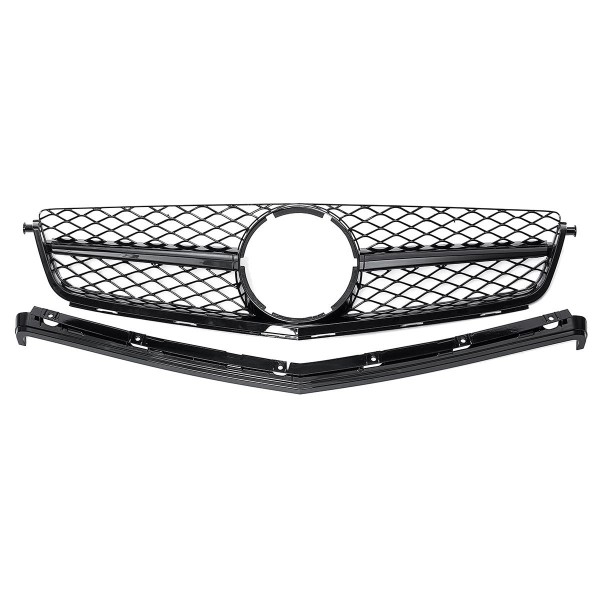 Front Grille Gloss Black / Sliver For Mercedes Benz C-Class C63 AMG W204 Sedan 2008-2011