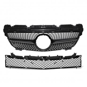 Glossy Black Diamond Style Front Grill Grille For Mercedes-Benz SLK Class R172 200 250 350 2012-2016