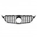 Glossy Black Upper Grille For 2015-2018 Mercedes Benz w205 C200 C250 C300 C350 GTR Without Camera