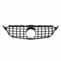 Glossy Black Upper Grille For 2015-2018 Mercedes Benz w205 C200 C250 C300 C350 GTR Without Camera