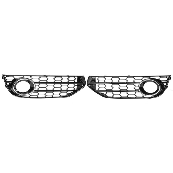 HONEYCOMB HEX Front Grille Grill Chrome Silver Fog Light Lamp Cover For A4 B8 B8.5 ALLROAD 2009-2015