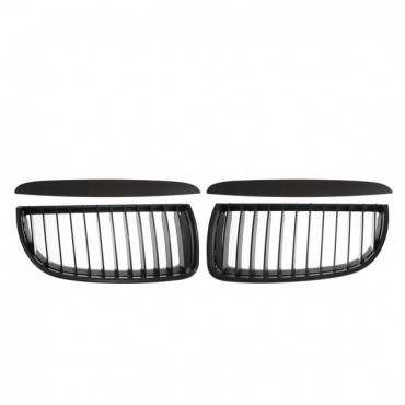 Matte Black Front Kidney Grilles Grill with Upper Hood Eyelids for BMW E90 E91 3 Series Sedan 2004-2008Sedan 2004-2008