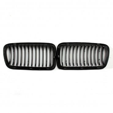 Pair ABS Gloss Black Baking Varnish Front Car Grille For BMW E38 97-01