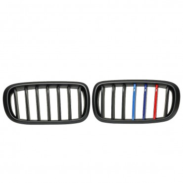 Pair Car Front Sport Kidney Grilles Matte Black M-Color For BMW F86 F15 F16 X5 X6