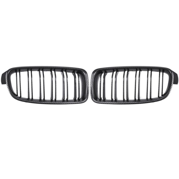 Pair Carbon Fiber Look Front Bumper Grill Grille For BMW 3 F30 F31 F35 2012-2018