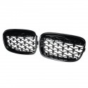 Pair Front Kidney Diamond Grille Grill For BMW 1 Series F20 F21 2011-2014