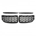 Pair Glossy Black Front Kidney Grilles Upper Hood Eyelids Diamond Style For BMW 3-Series E90 E91 2005-2008