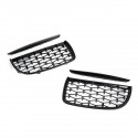 Pair Glossy Black Front Kidney Grilles Upper Hood Eyelids Diamond Style For BMW 3-Series E90 E91 2005-2008