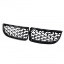 Pair Glossy Black Front Kidney Grilles Upper Hood Eyelids Diamond Style For BMW 3-Series E90 E91 2005-2008