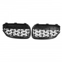 Pair Grille Grill Black Chrome Diamond Meteor Mesh For BMW E92 E93 2010-2015 R