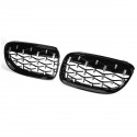 Pair Grille Grill Black Chrome Diamond Meteor Mesh For BMW E92 E93 2010-2015 R