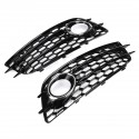 Plating Front Fog Light Cover Honeycomb Hex Grille Grill For Audi A4 B8 S-Line S4 2008-2012