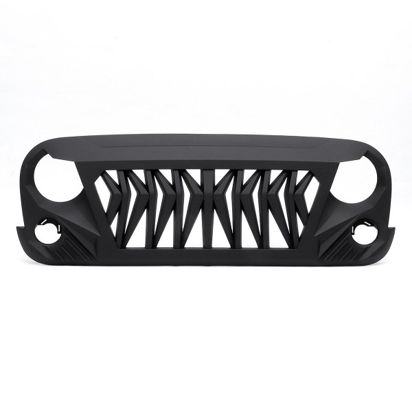 Shark Grille Matt Black ABS Unlimited Rubicon For 2007-2018 Jeep Wrangler JK JKU