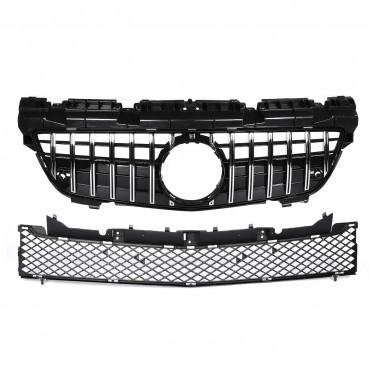 Silver GT Style Front Grill Grille For Mercedes-Benz SLK Class R172 200 250 350 2012-2016