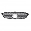 Sliver AMG Style Front Grill Mesh Grille For Mercedes Benz C Class W205 C200 C250 15-18