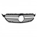 Sliver AMG Style Front Grill Mesh Grille For Mercedes Benz C Class W205 C200 C250 15-18