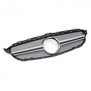 Sliver AMG Style Front Grill Mesh Grille For Mercedes Benz C Class W205 C200 C250 15-18