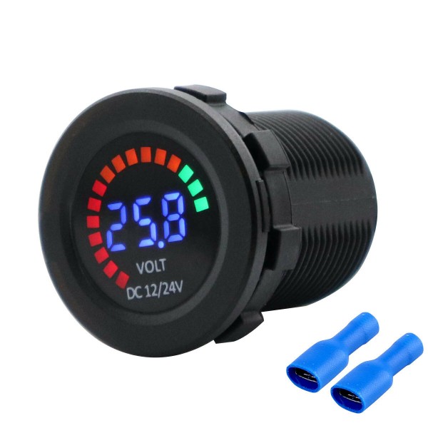 12/24V Digital Voltmeter Voltage Volt Meter Gauge LED Color Screen Low Voltage Alarm For Car Boat Motorcycle