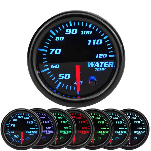 2 Inch 52mm Water Temperature Gauge Meter 7 Color LED