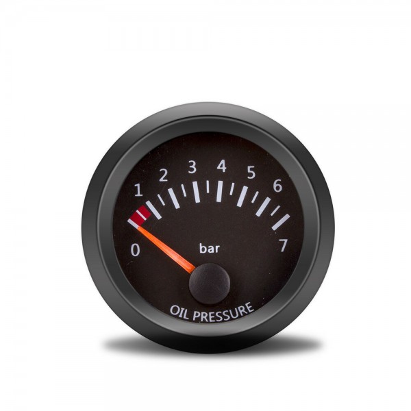 2inch 52mm 12V Car Dashboard Gauge Oil Pressure Gauge 0-7Bar Vehicle Meter Black Shell