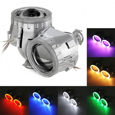 2.5 Inch H1/H4/H7 Bi-Xenon HID Projector Headlights Conversion Kit with Lens CCFL Angel Eyes Halo Ring Lights Shroud RHD