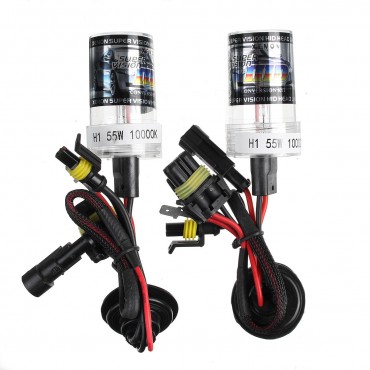 2PCS H1 55W Car Headlights Light Lamp Bulbs Hid Xenon Universal Conversion 6000K White 8000K 10000K Blue