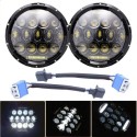 7 Inch 75W Car LED Headlight High Low Beam DRL H4 Adapter For Jeep Wrangler