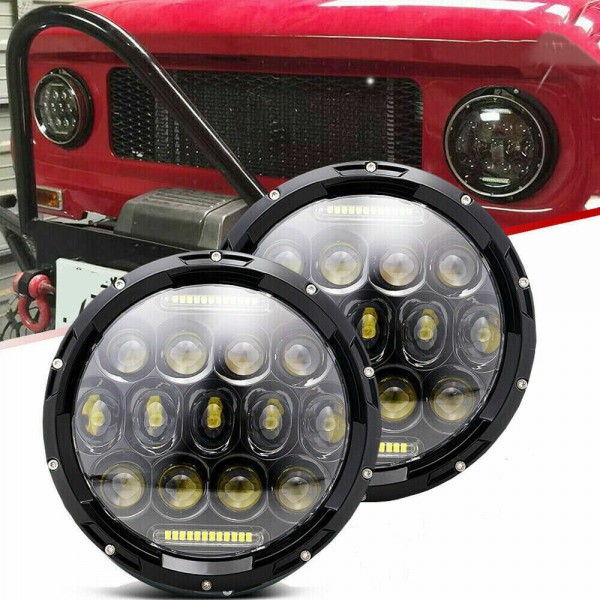 7 Inch 75W Car LED Headlight High Low Beam DRL H4 Adapter For Jeep Wrangler