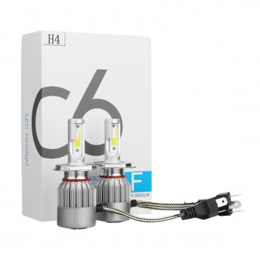 C6 COB LED Headlights Bulb Fog Lamp H1 H3 H4 H7 H8/H9/H11 9005/9006 72W 7600LM 6000K White 2PCS For Car Motor