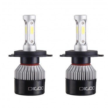 DG-S2 Car COB LED Headlights Bulbs H4 H7 High Low Beam Fog Lamps 72W 9000LM IP68 6500K White 2PCS PK S2