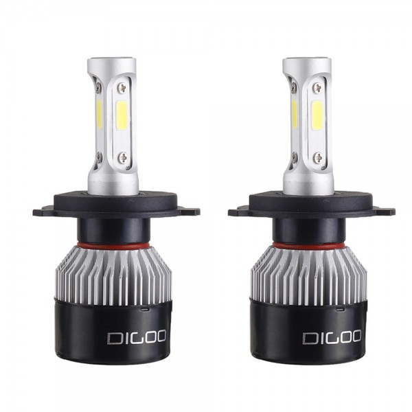 DG-S2 Car COB LED Headlights Bulbs H4 H7 High Low Beam Fog Lamps 72W 9000LM IP68 6500K White 2PCS PK S2