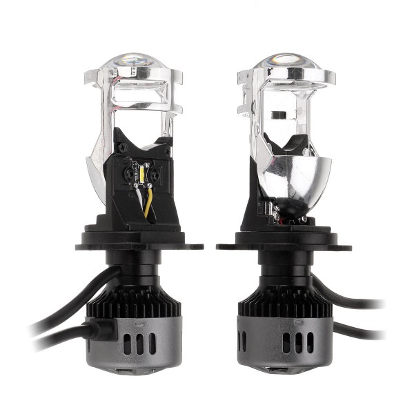 H4 LED Headlights with Mini Projector Lens Hi/Lo Beam Bulb 60W 9600LM 6500K White for Car Motorcycle