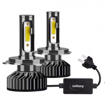 Infitary F2 Car COB LED Headlights Bulbs Fog Lamp H1 H3 H4 H7 H11 9005 9006 12V-24V 72W 8000LM 6500K White