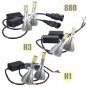 Pair 22W 6000K H1 H3 880 COB LED Hi-Lo Beam Headlight Car Upgrade Conversion Lamp Pure White