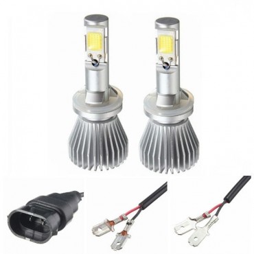 Pair 22W 6000K H1 H3 880 COB LED Hi-Lo Beam Headlight Car Upgrade Conversion Lamp Pure White