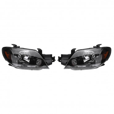 Pair Left + Right Front Head Light Lamp LED Headlights For Mitsubishi Outlander 2003-2006