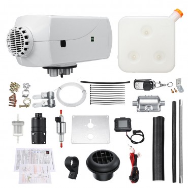 12V 8KW Diesel Air Heater Kit with LCD Switch Remote Control Silencer 10L Tank White