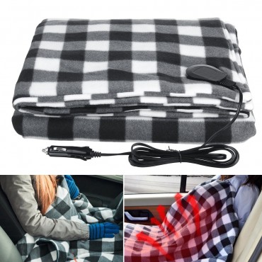 150*110CM Electric Car Blanket Heated 12V Fleece Travel Throw Blanket Warm Gift