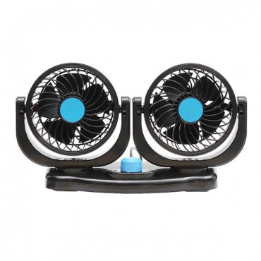 Dual Head 12V Car Fan Portable Vehicle Truck 360 Degree Rotatable Auto Cooling Cooler