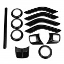 12pcs Car ABS Interior Decorative Trim Kit Moulding Trim Strip for Jeep Wrangler Cab 4Door 11-17