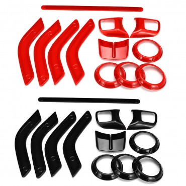 12pcs Car ABS Interior Decorative Trim Kit Moulding Trim Strip for Jeep Wrangler Cab 4Door 11-17