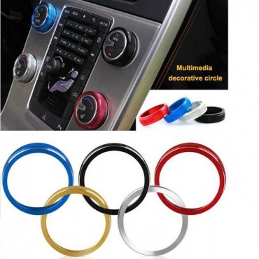 1pcs Car Alu Decorative Covers Stereo A/C Knob Circles Ring for Volvo S60 V60 XC60 S60L S80 V40