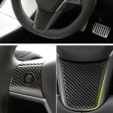 3pcs ABS Steering Wheel Cover Trim Carbon Fiber For Tesla model 3 17-19